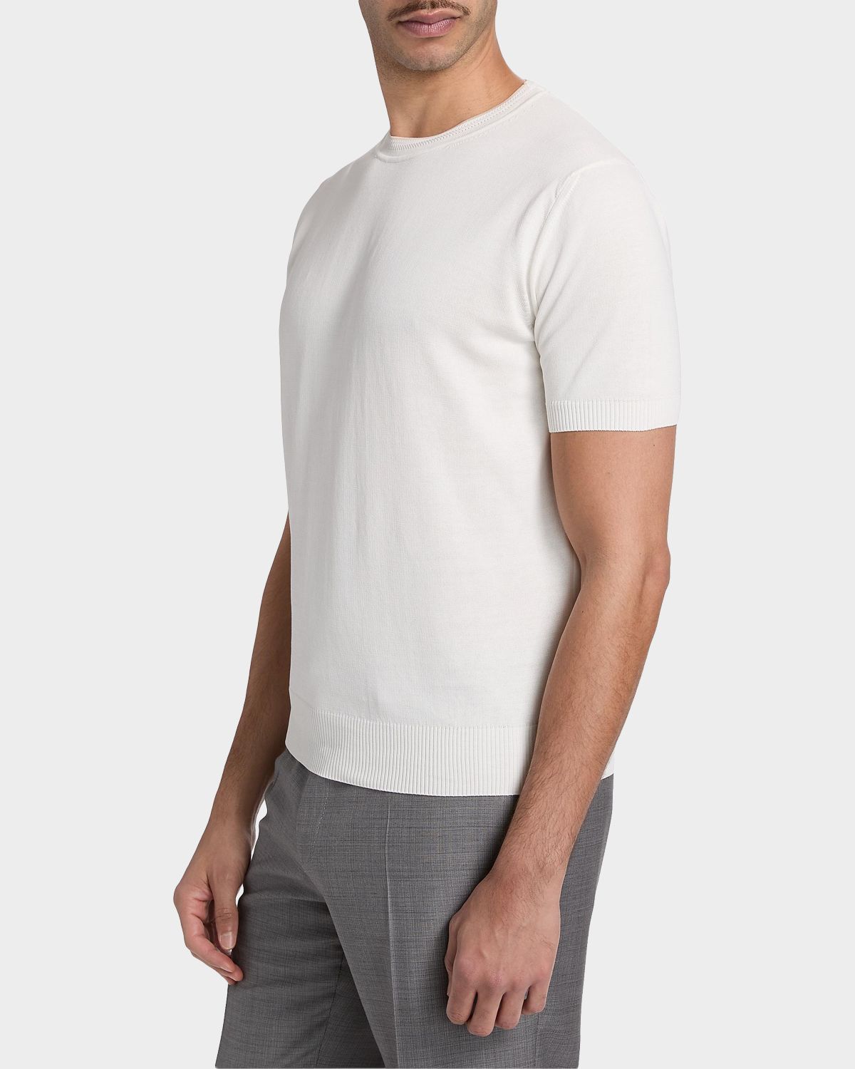 Canali Men 's Cotton Knit Crewneck Short-Sleeve Sweater | Thumbnail 7 Canali Men 's Cotton Knit Crewneck Short-Sleeve Sweater | Thumbnail 7
