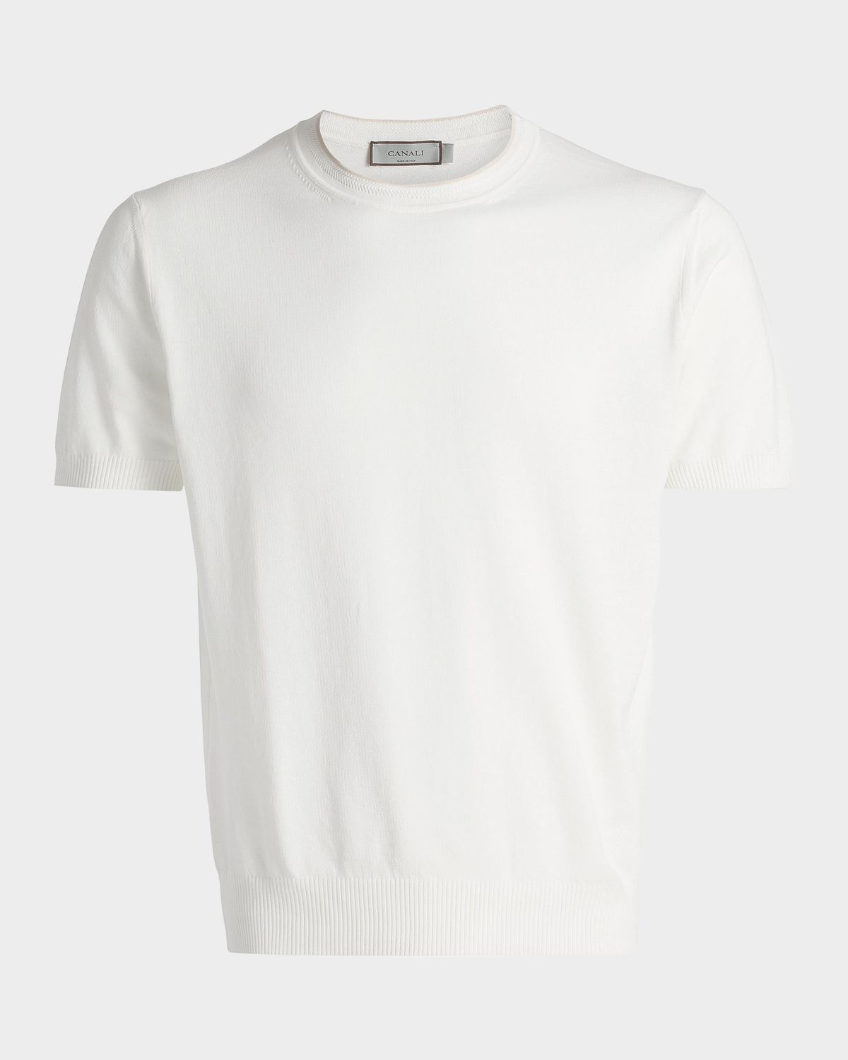 Canali Men 's Cotton Knit Crewneck Short-Sleeve Sweater