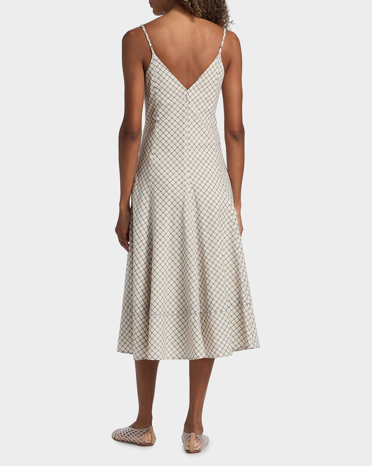 Derek Lam 10 Crosby Sable Mini Check Cotton-Blend Midi Dress | Thumbnail 3 Derek Lam 10 Crosby Sable Mini Check Cotton-Blend Midi Dress | Thumbnail 3