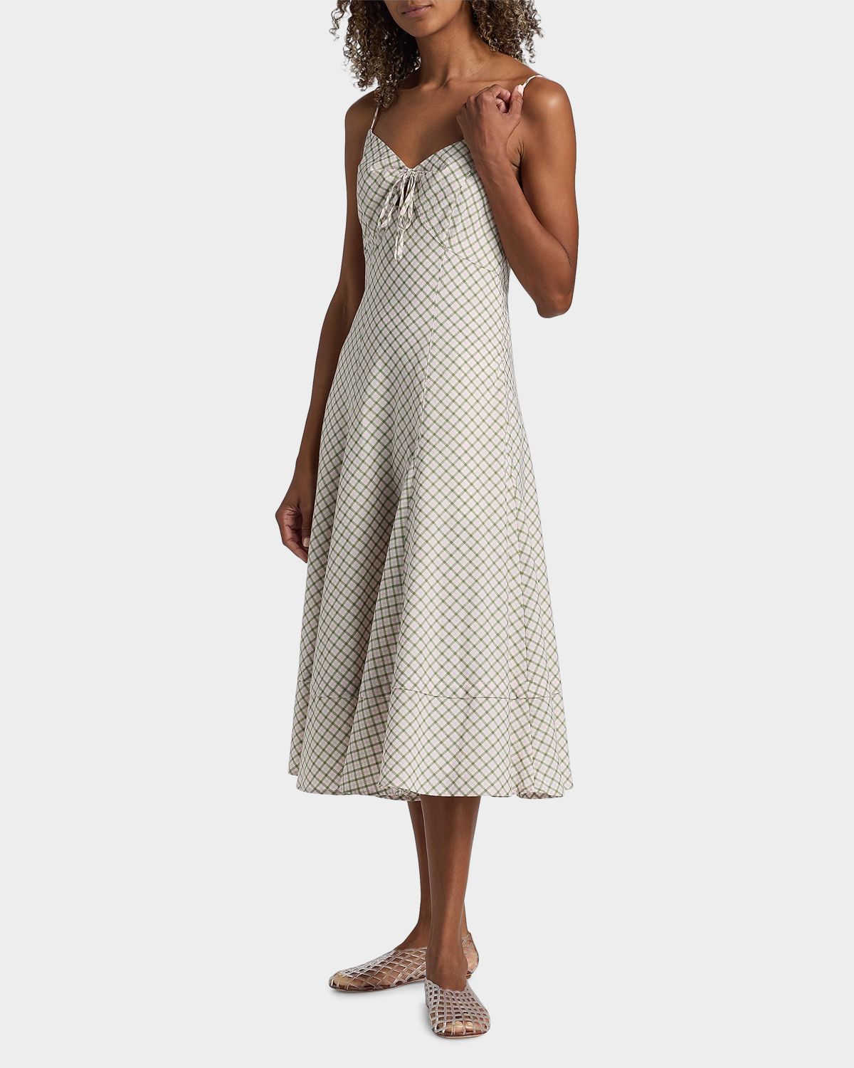 Derek Lam 10 Crosby Sable Mini Check Cotton-Blend Midi Dress | Thumbnail 7 Derek Lam 10 Crosby Sable Mini Check Cotton-Blend Midi Dress | Thumbnail 7