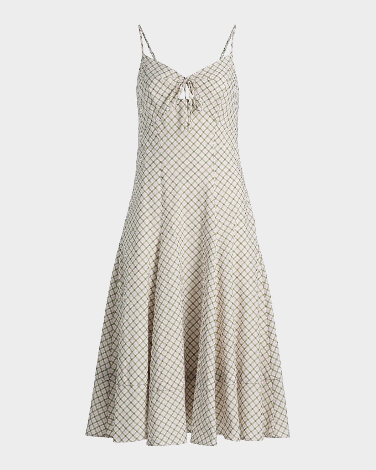 Derek Lam 10 Crosby Sable Mini Check Cotton-Blend Midi Dress
