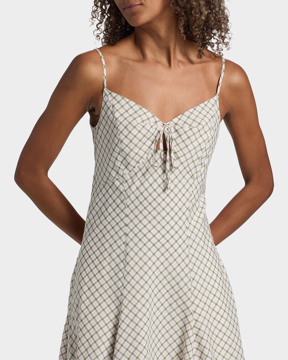 Derek Lam 10 Crosby Sable Mini Check Cotton-Blend Midi Dress | Thumbnail 5 Derek Lam 10 Crosby Sable Mini Check Cotton-Blend Midi Dress | Thumbnail 5