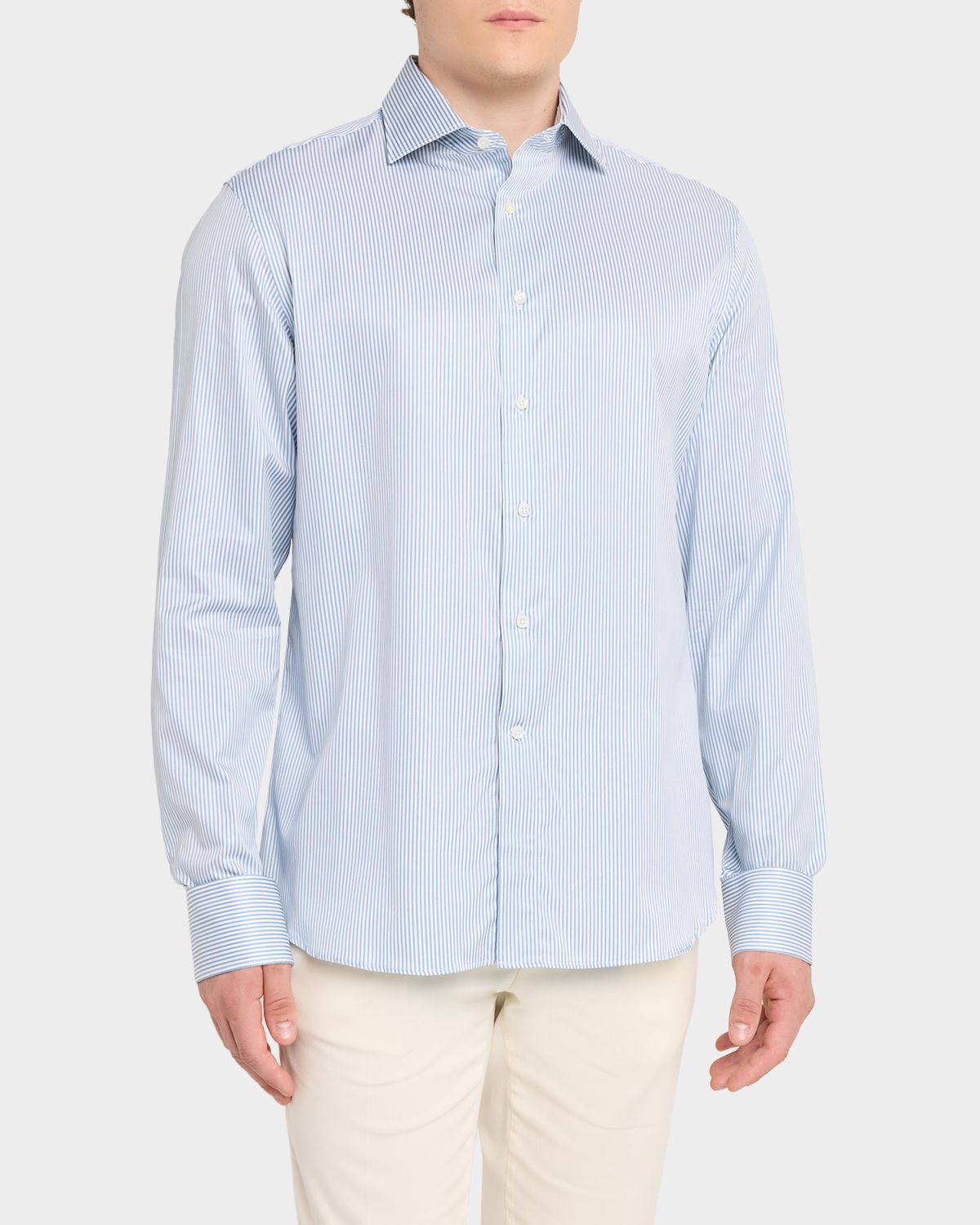 Canali Men 's Pinstripe Cotton Dress Shirt | Thumbnail 4 Canali Men 's Pinstripe Cotton Dress Shirt | Thumbnail 4