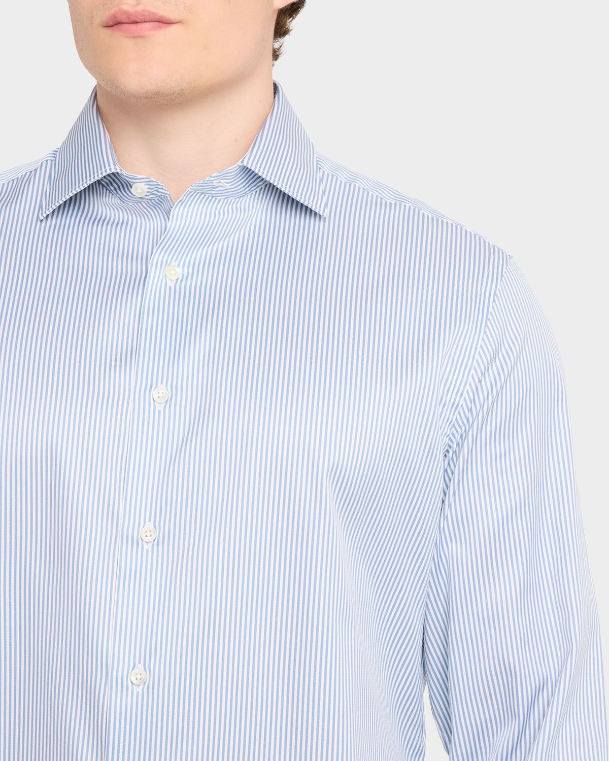Canali Men 's Pinstripe Cotton Dress Shirt | Thumbnail 5 Canali Men 's Pinstripe Cotton Dress Shirt | Thumbnail 5