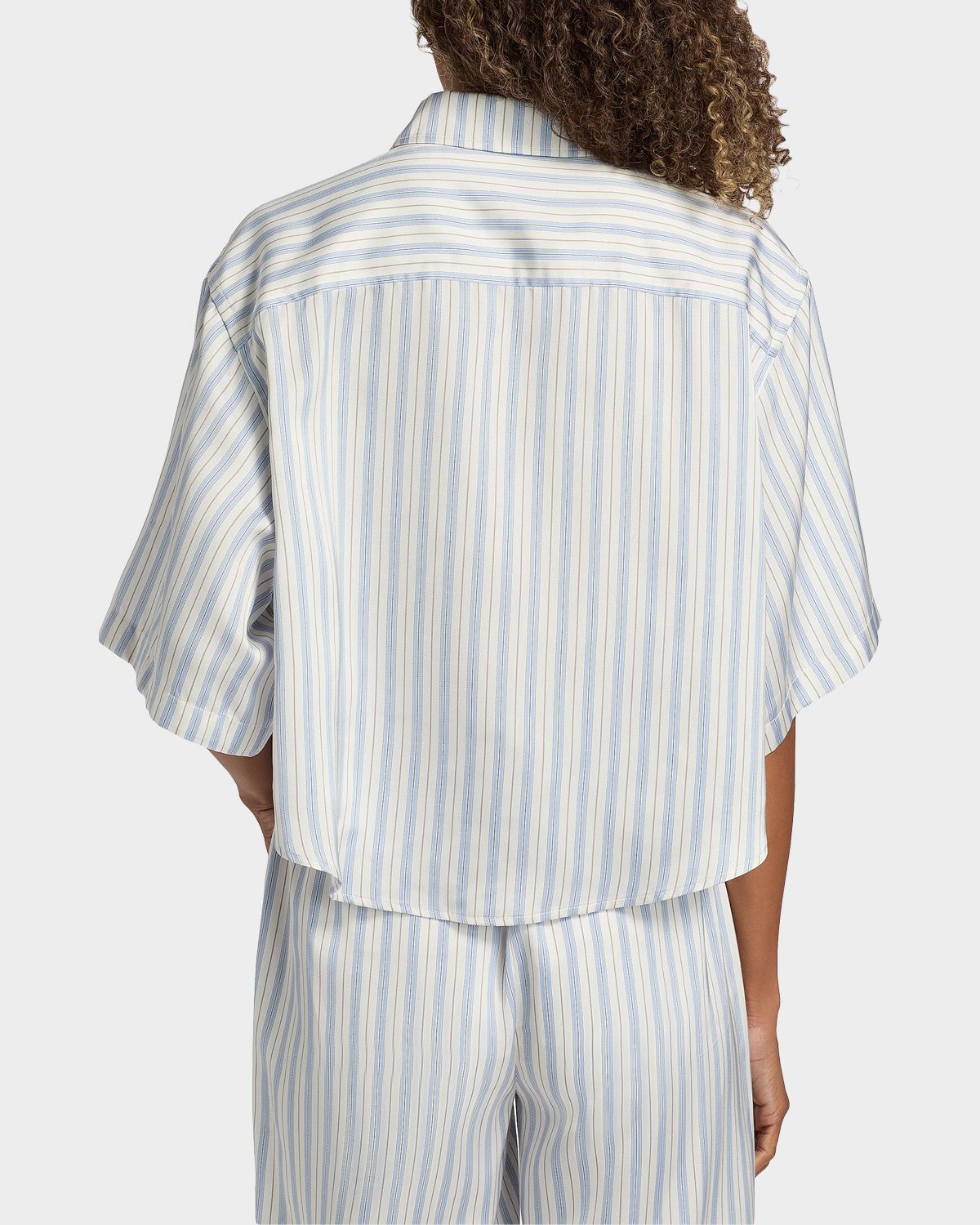 Derek Lam 10 Crosby Ember Striped Satin Twill Crop Shirt | Thumbnail 3 Derek Lam 10 Crosby Ember Striped Satin Twill Crop Shirt | Thumbnail 3