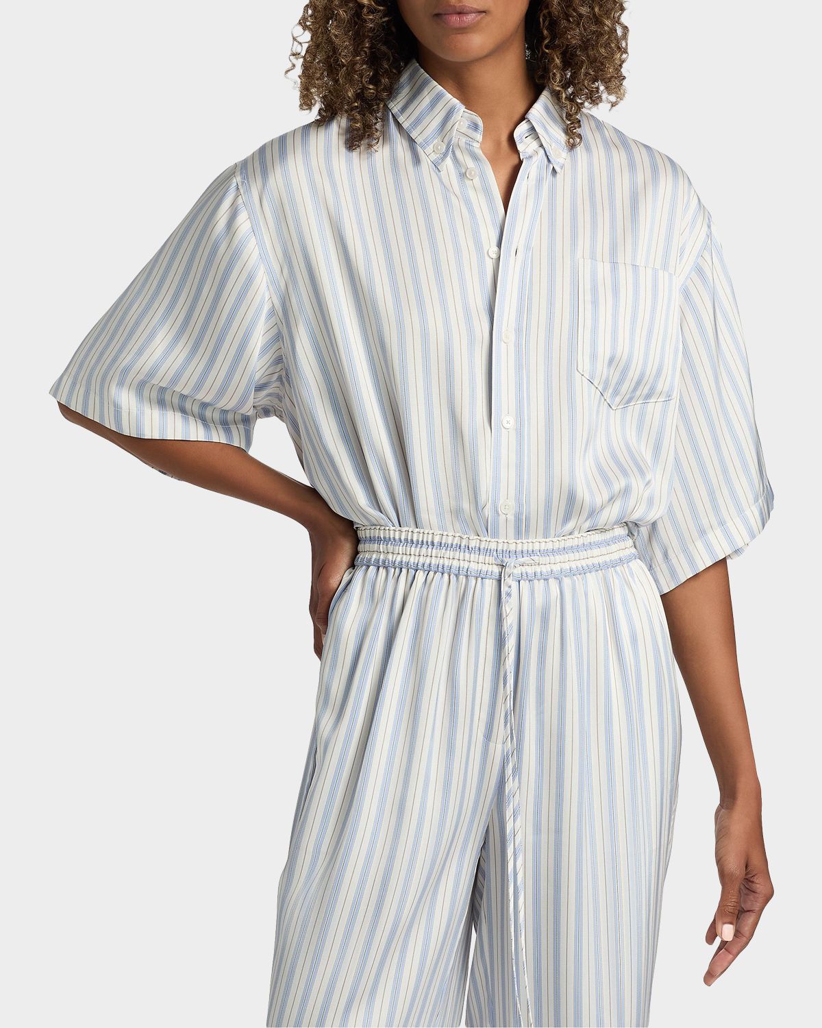 Derek Lam 10 Crosby Ember Striped Satin Twill Crop Shirt | Thumbnail 4 Derek Lam 10 Crosby Ember Striped Satin Twill Crop Shirt | Thumbnail 4