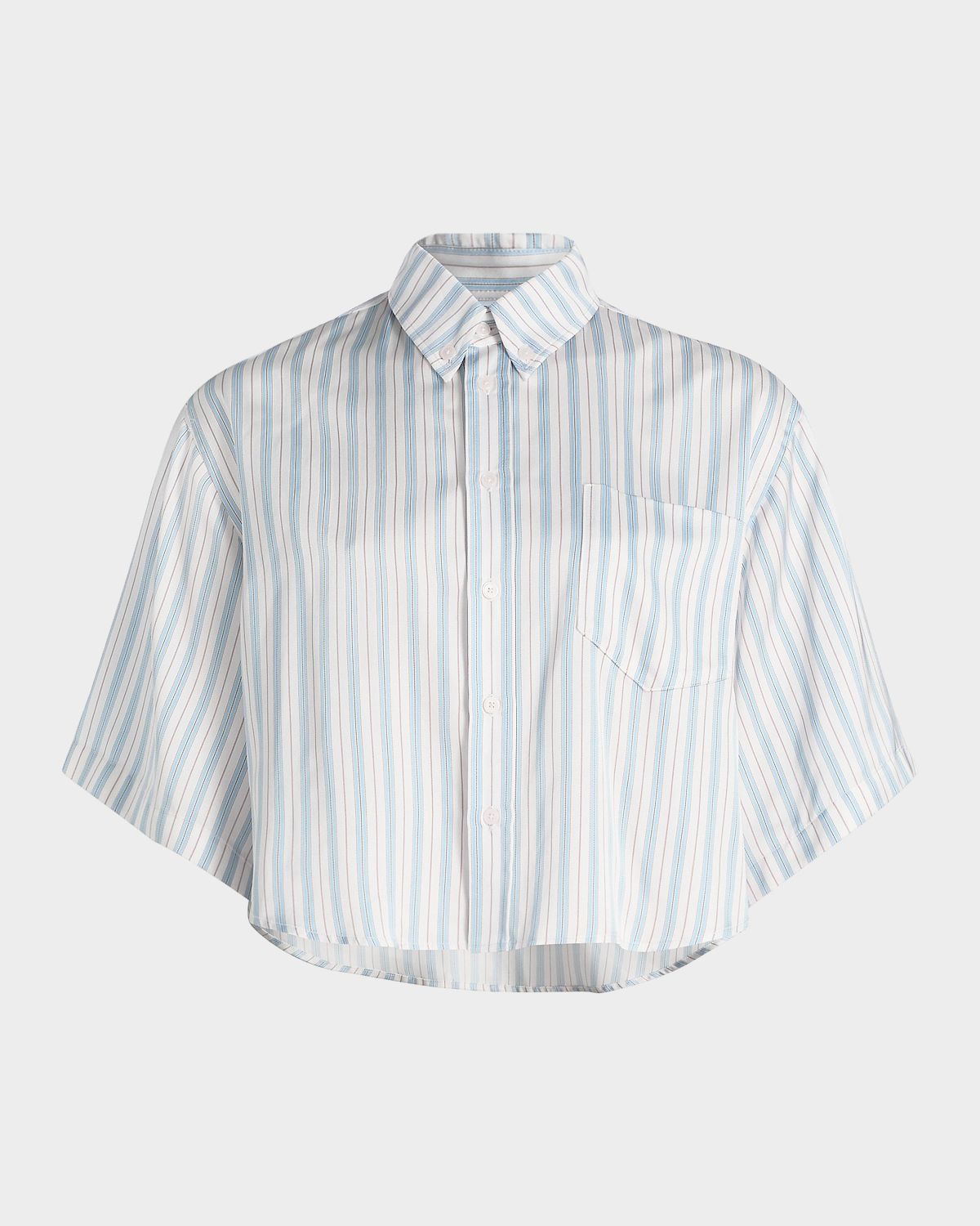 Derek Lam 10 Crosby Ember Striped Satin Twill Crop Shirt