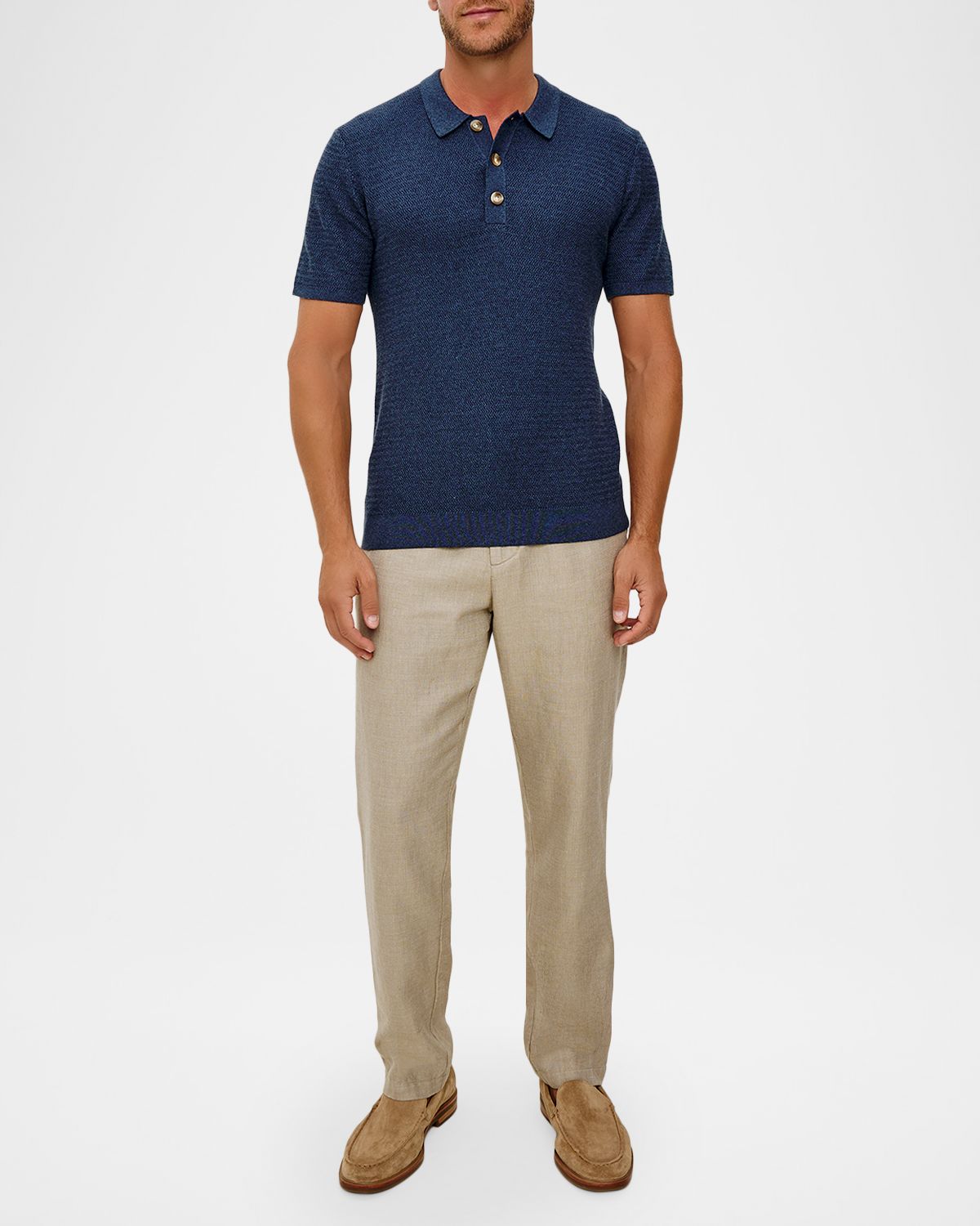 Rails Men 's Nathan Textured Cotton & Cashmere Polo Shirt | Thumbnail 5 Rails Men 's Nathan Textured Cotton & Cashmere Polo Shirt | Thumbnail 5