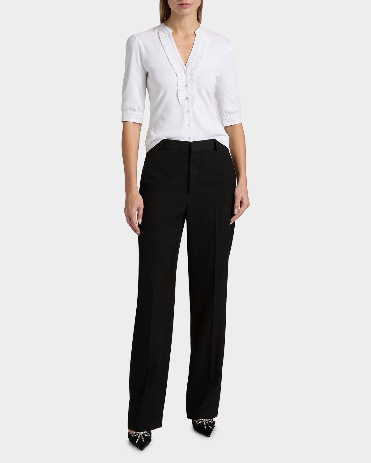 Cinq a Sept Justine Ribbed Stretch-Cotton Button-Front Blouse | Thumbnail 7 Cinq a Sept Justine Ribbed Stretch-Cotton Button-Front Blouse | Thumbnail 7