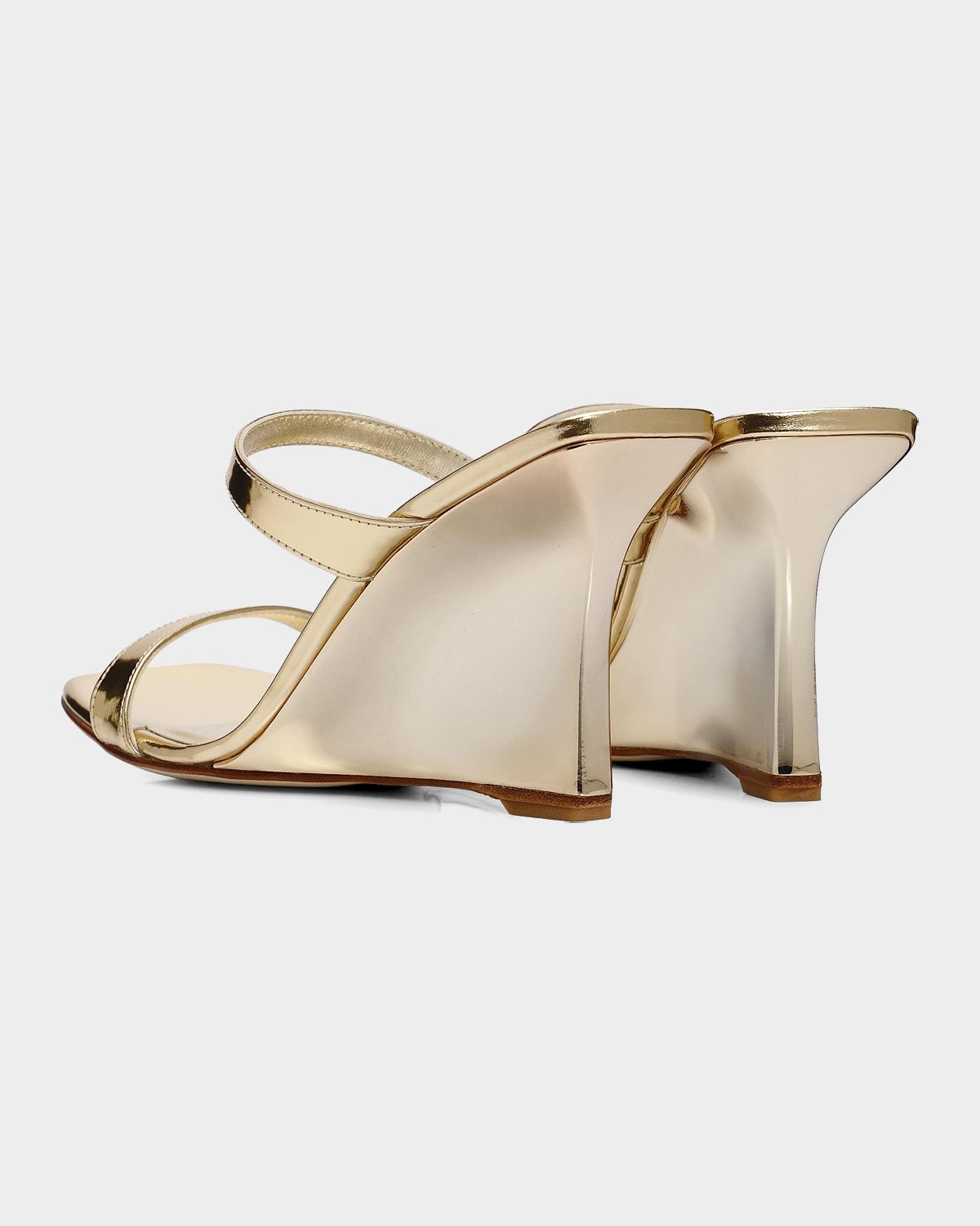 Stuart Weitzman 85mm Vinnie Metallic Leather Wedges