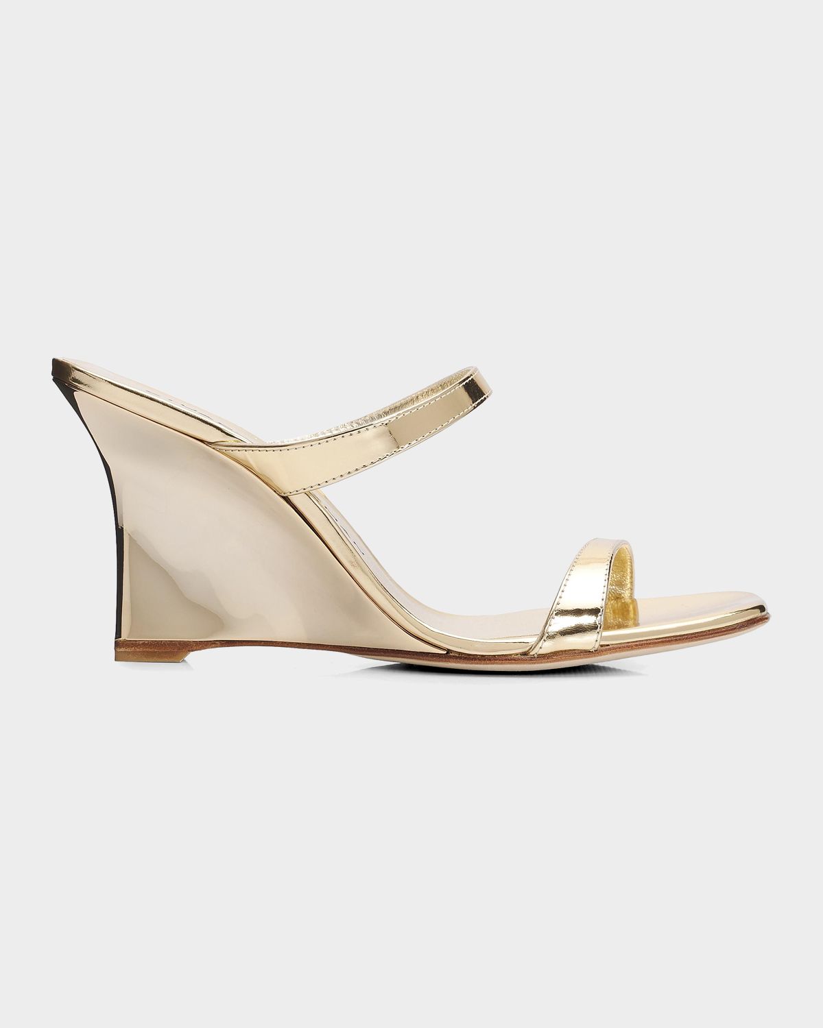 Stuart Weitzman 85mm Vinnie Metallic Leather Wedges