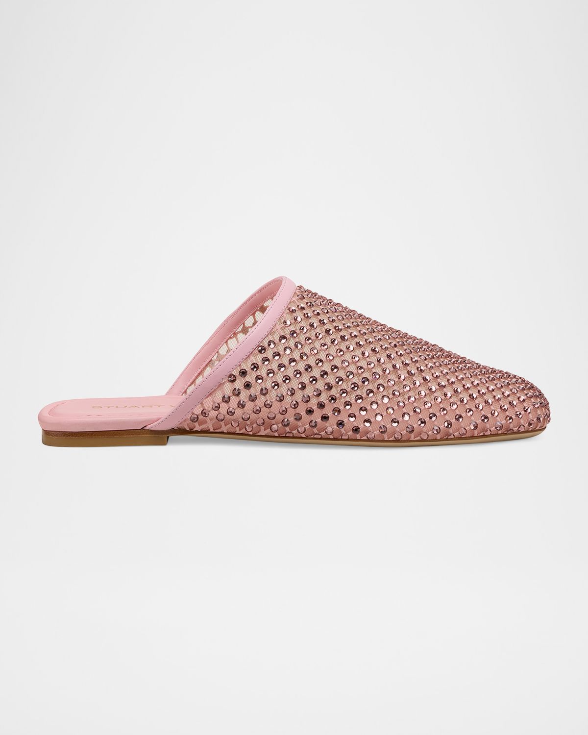 Stuart Weitzman Bareitall Embellished Mesh and Leather Mules