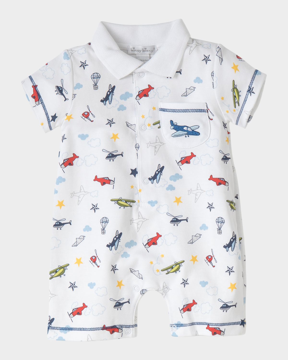 Kissy Kissy Boy 's Aviator Print Short-Sleeve Polo Romper, Size 0-3M