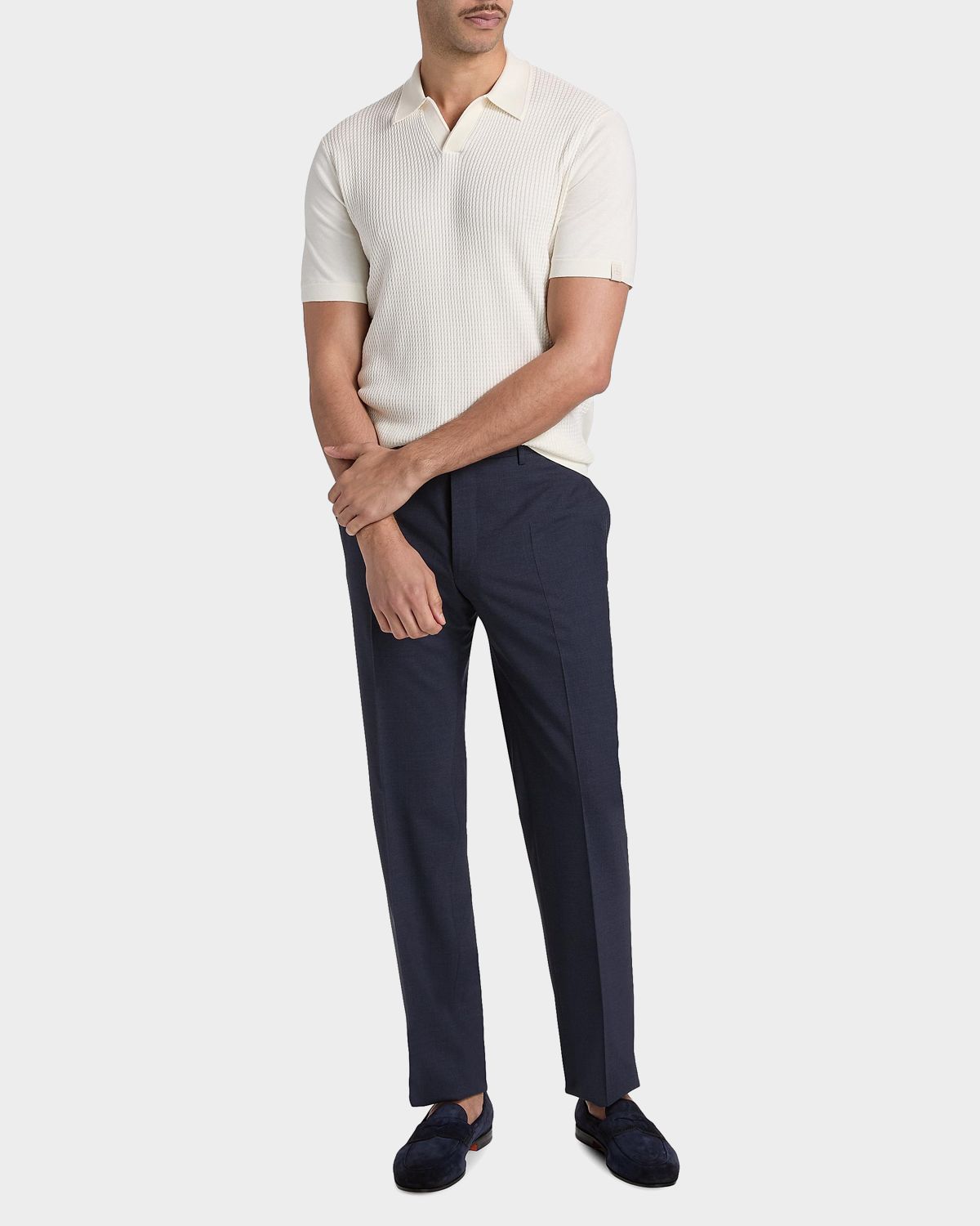 Canali Men 's Wool Stretch Straight-Leg Trousers | Thumbnail 2 Canali Men 's Wool Stretch Straight-Leg Trousers | Thumbnail 2