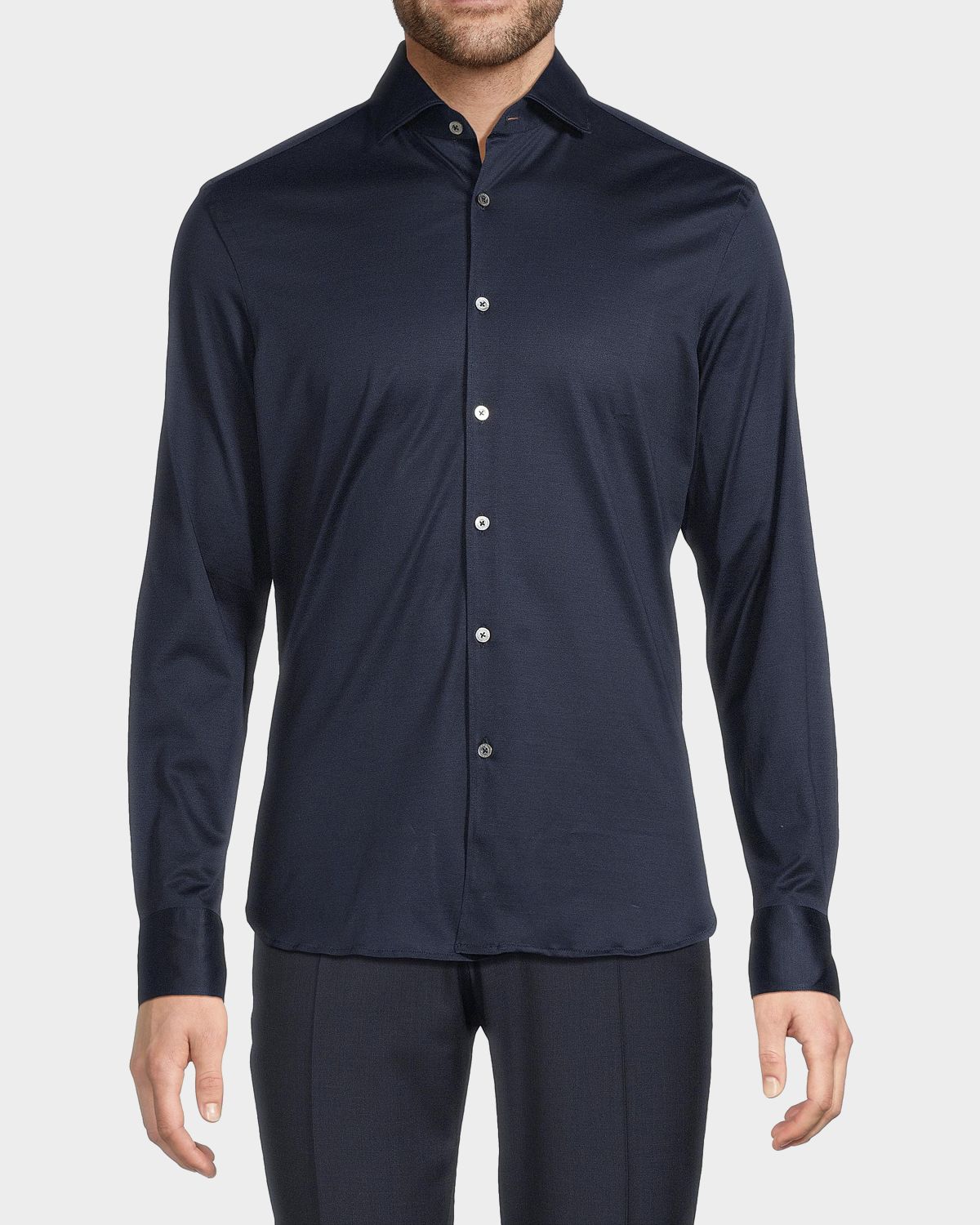 Canali Men 's Cotton Jersey Sport Shirt | Thumbnail 4 Canali Men 's Cotton Jersey Sport Shirt | Thumbnail 4