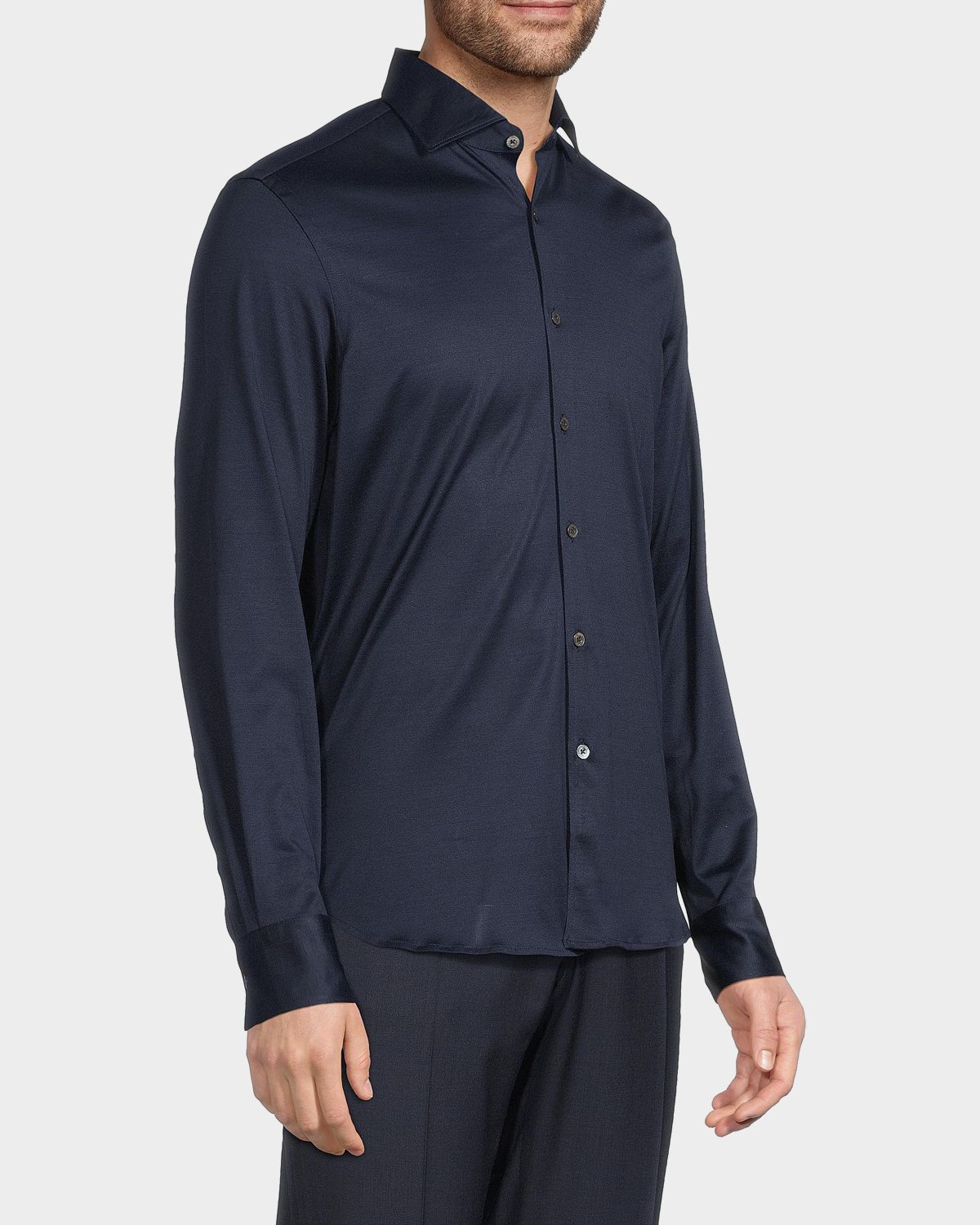 Canali Men 's Cotton Jersey Sport Shirt | Thumbnail 6 Canali Men 's Cotton Jersey Sport Shirt | Thumbnail 6