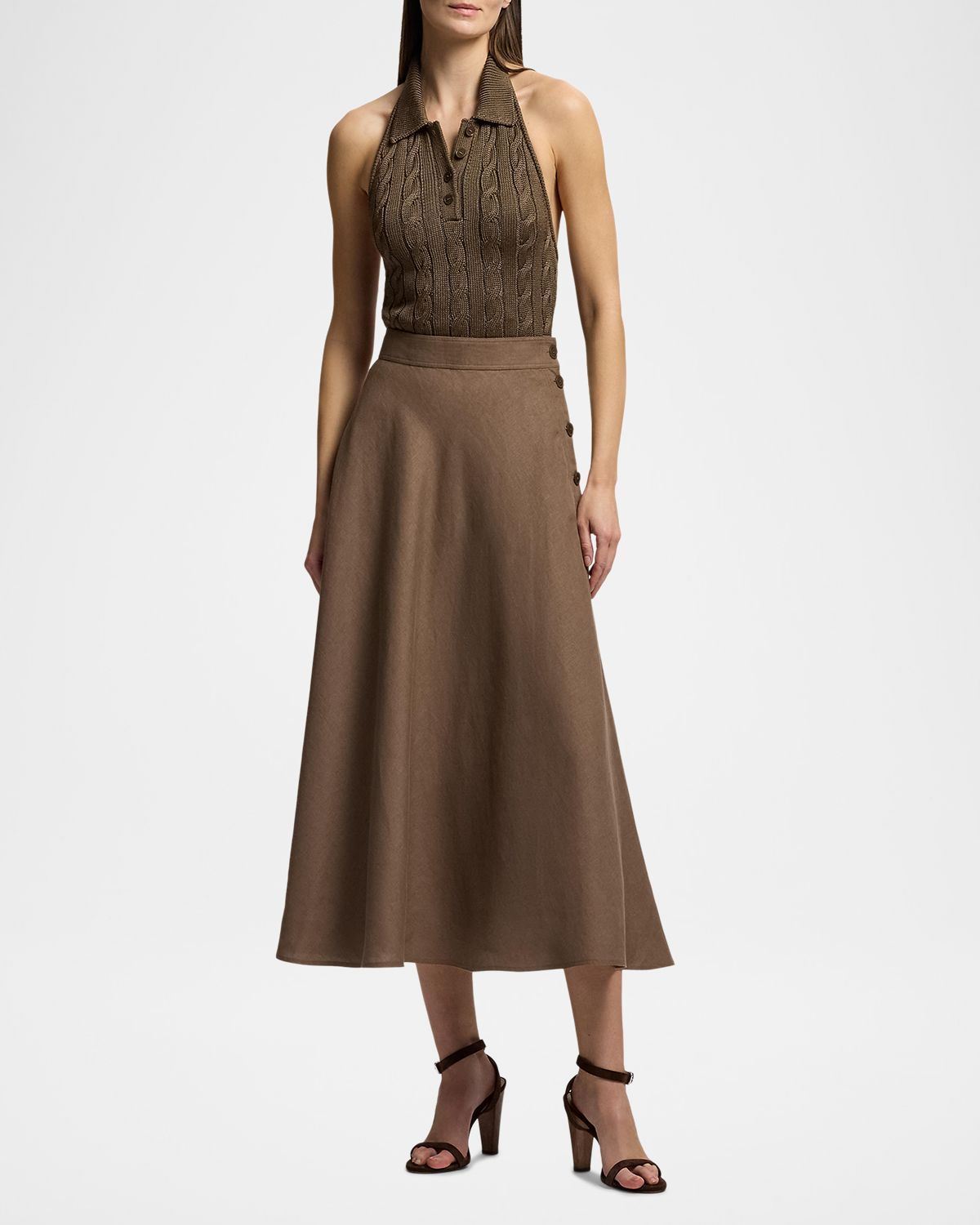 Ralph Lauren Collection Classic Linen A-Line Midi Skirt | Thumbnail 6 Ralph Lauren Collection Classic Linen A-Line Midi Skirt | Thumbnail 6