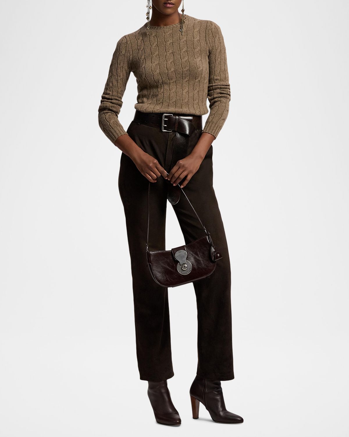Ralph Lauren Collection Keegan Lamb-Suede Straight-Leg Pants | Thumbnail 2