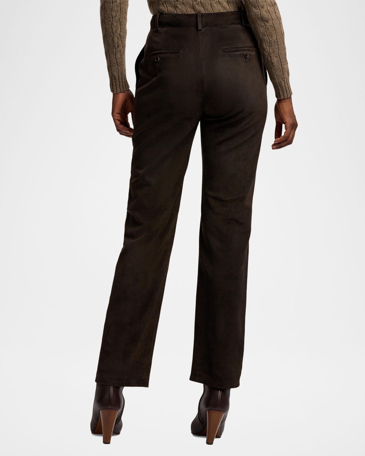 Ralph Lauren Collection Keegan Lamb-Suede Straight-Leg Pants | Thumbnail 3