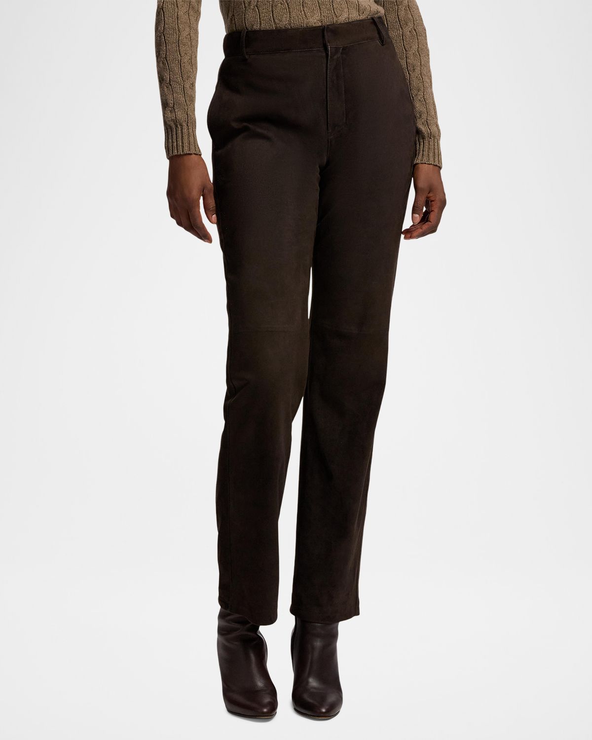 Ralph Lauren Collection Keegan Lamb-Suede Straight-Leg Pants | Thumbnail 4