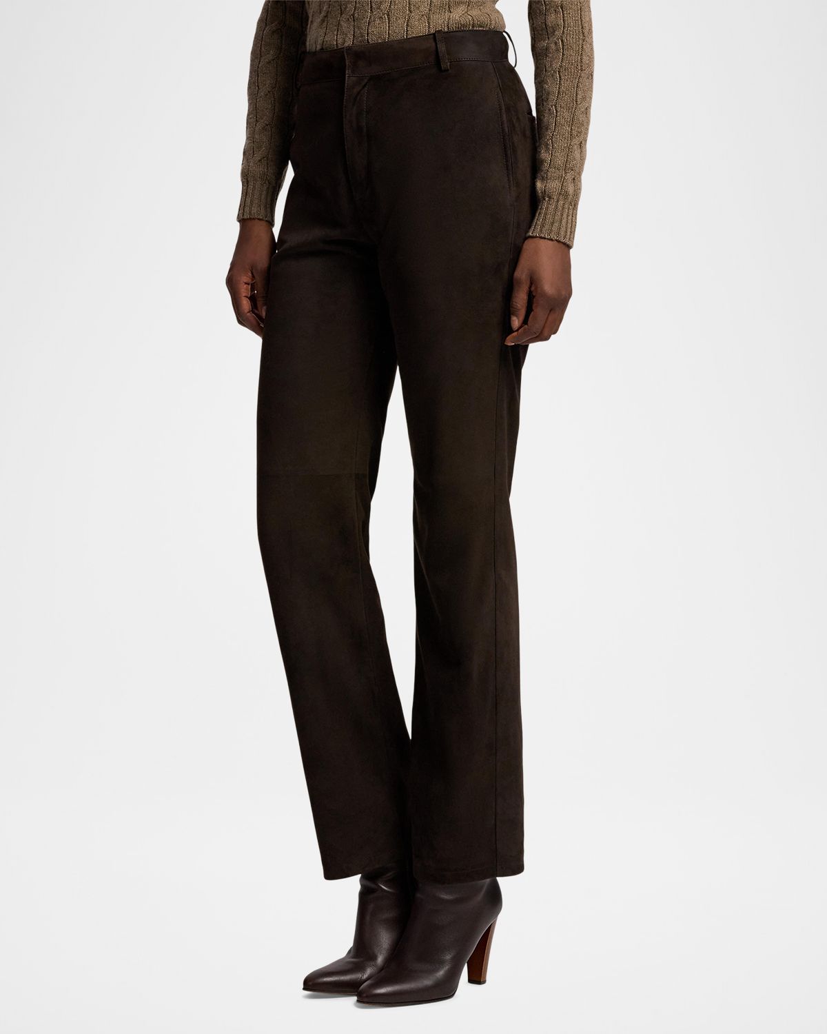 Ralph Lauren Collection Keegan Lamb-Suede Straight-Leg Pants | Thumbnail 6