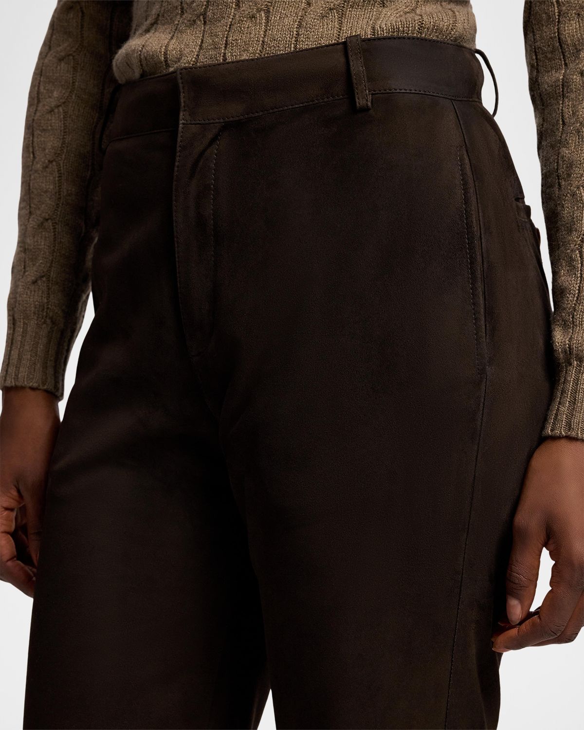 Ralph Lauren Collection Keegan Lamb-Suede Straight-Leg Pants | Thumbnail 5