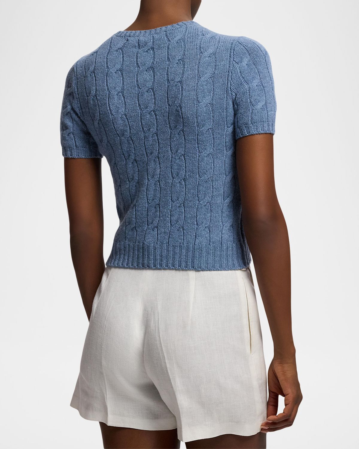 Ralph Lauren Collection Cable-Knit Cashmere Cropped Sweater | Thumbnail 3