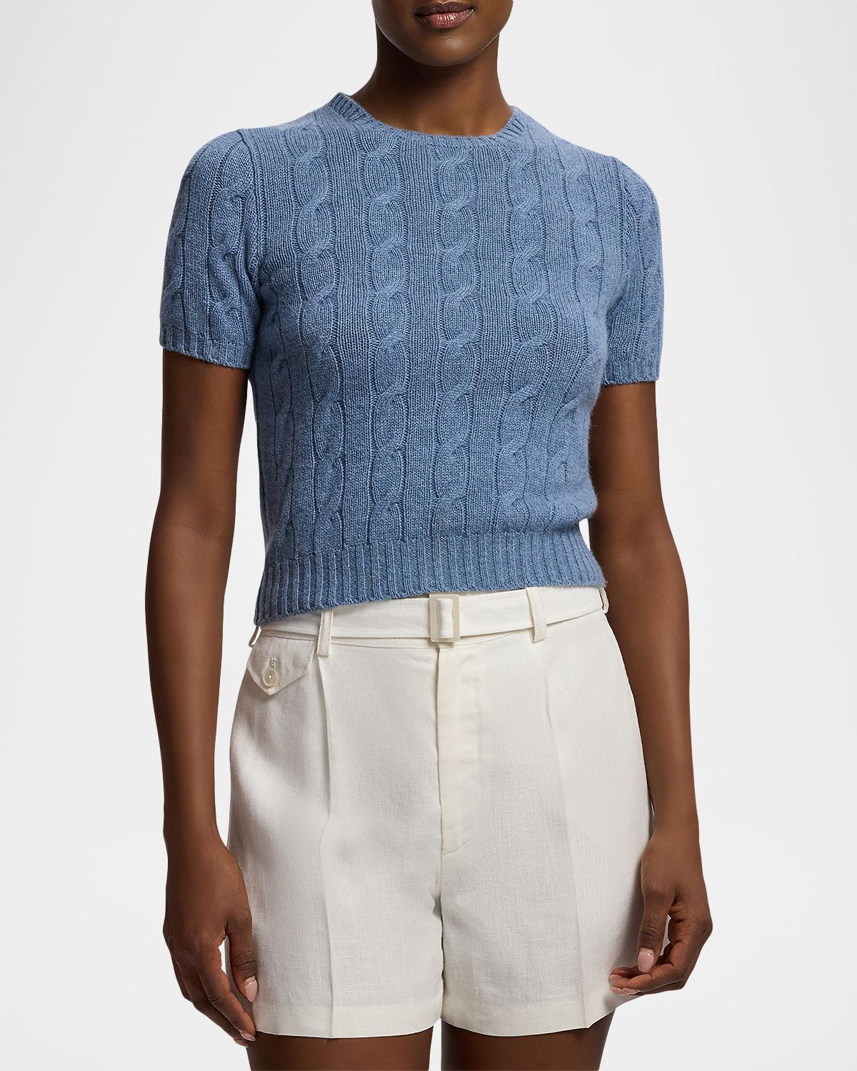 Ralph Lauren Collection Cable-Knit Cashmere Cropped Sweater | Thumbnail 4