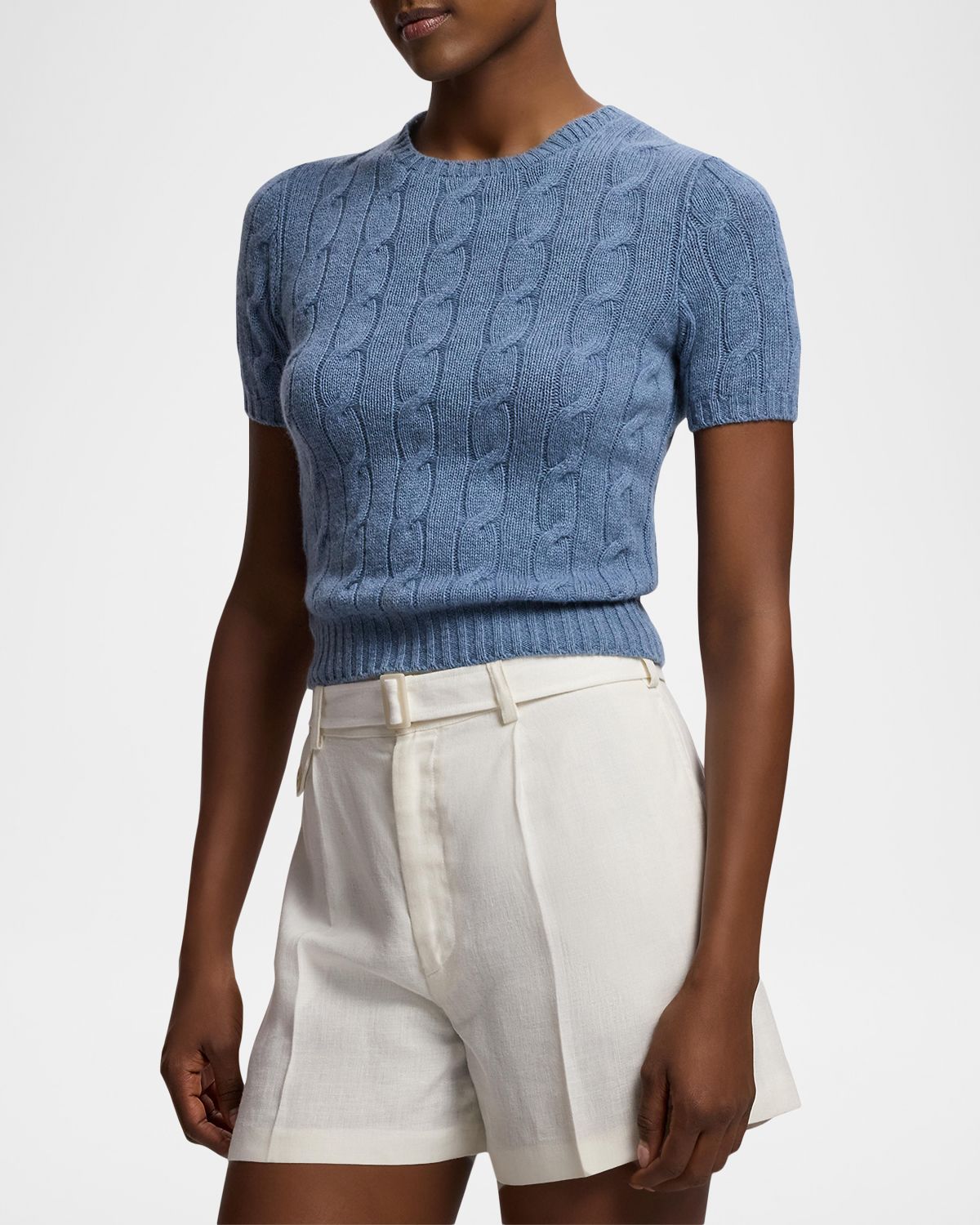 Ralph Lauren Collection Cable-Knit Cashmere Cropped Sweater | Thumbnail 6