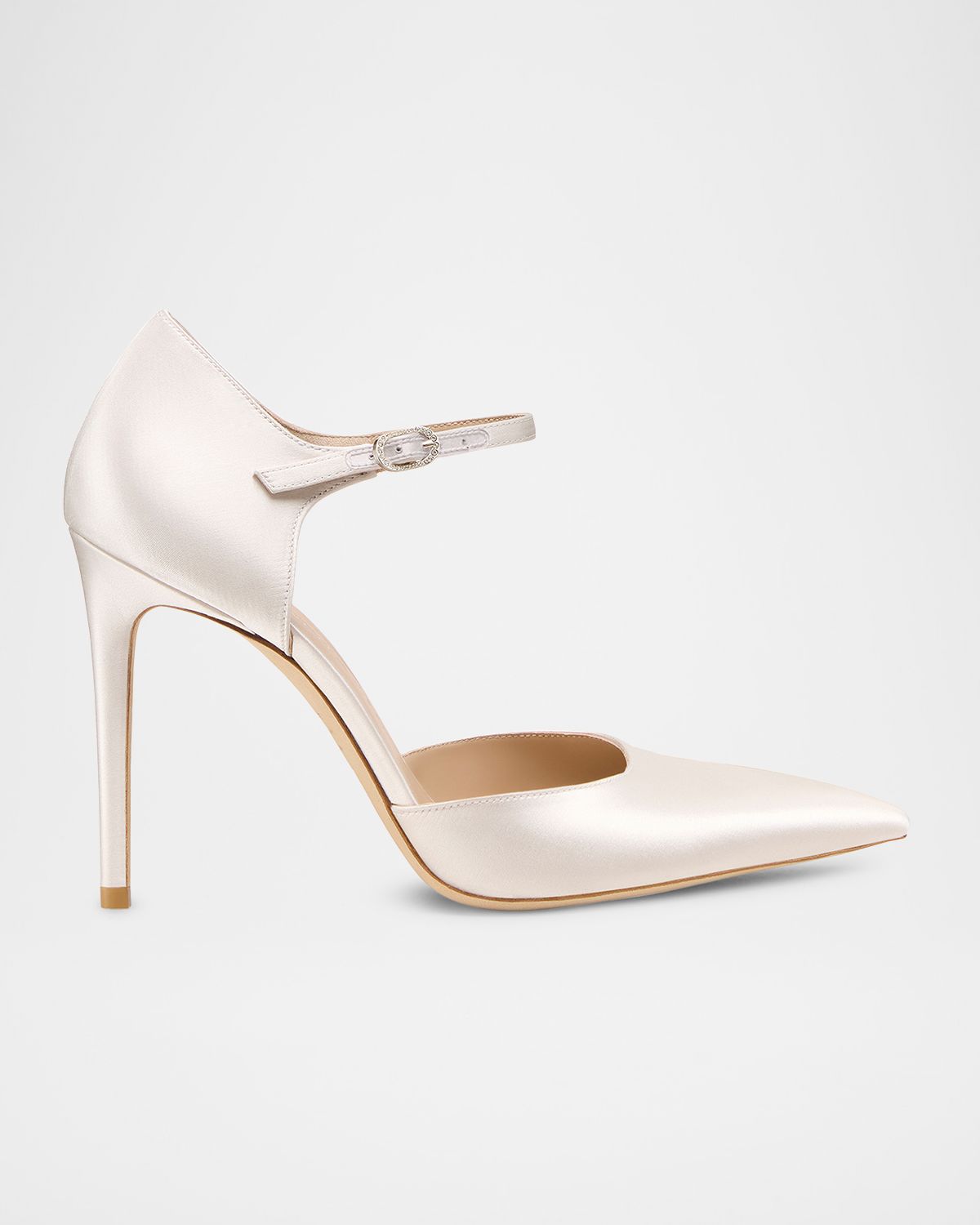 Stuart Weitzman 100mm Kensington Satin Pointed-Toe Pumps