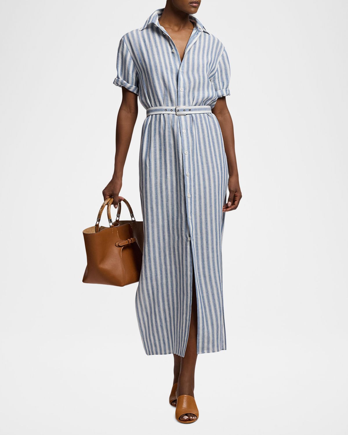Ralph Lauren Collection Carol Striped Linen Day Dress | Thumbnail 6
