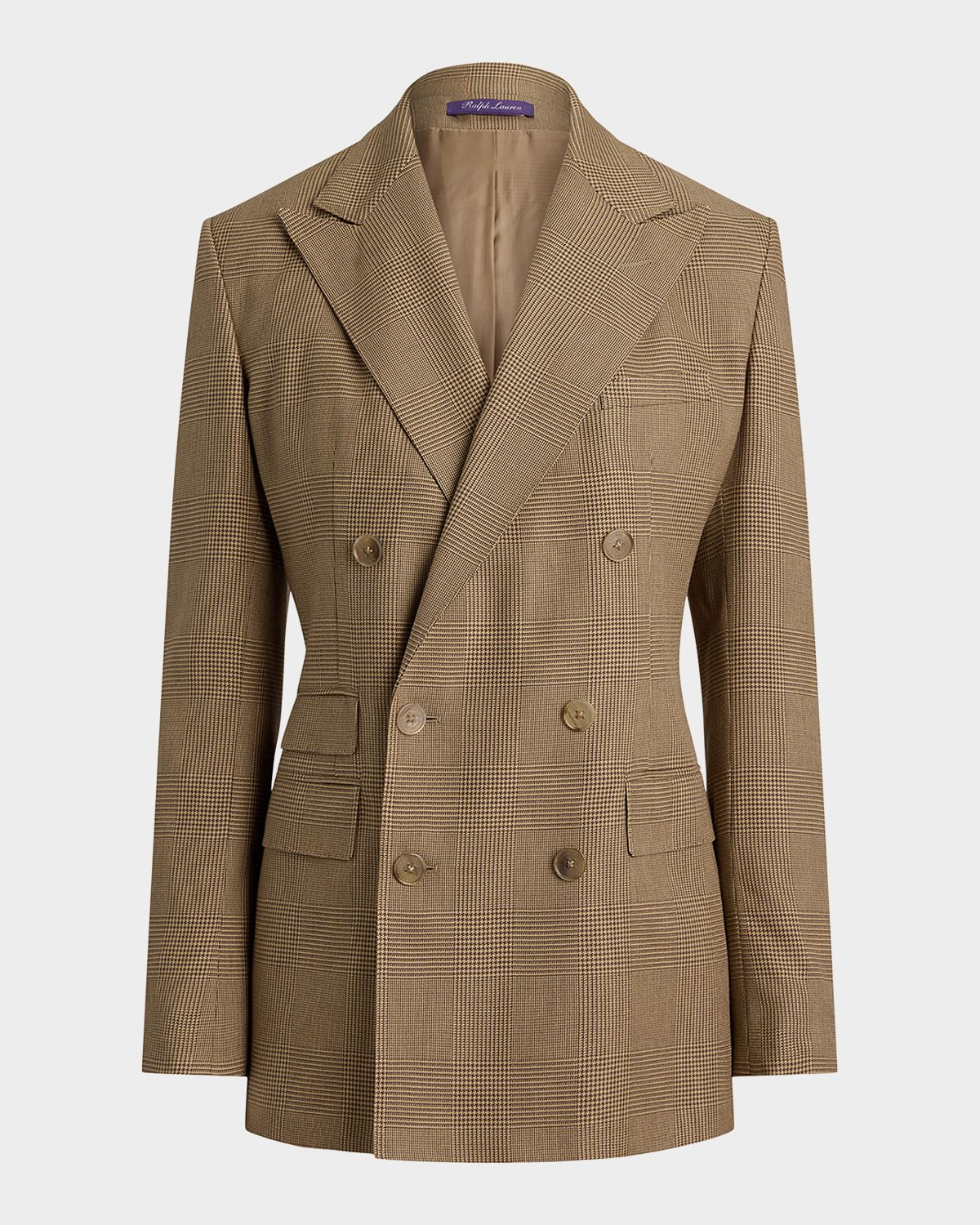 Ralph Lauren Collection Glen Plaid Silk Double-Breasted Blazer