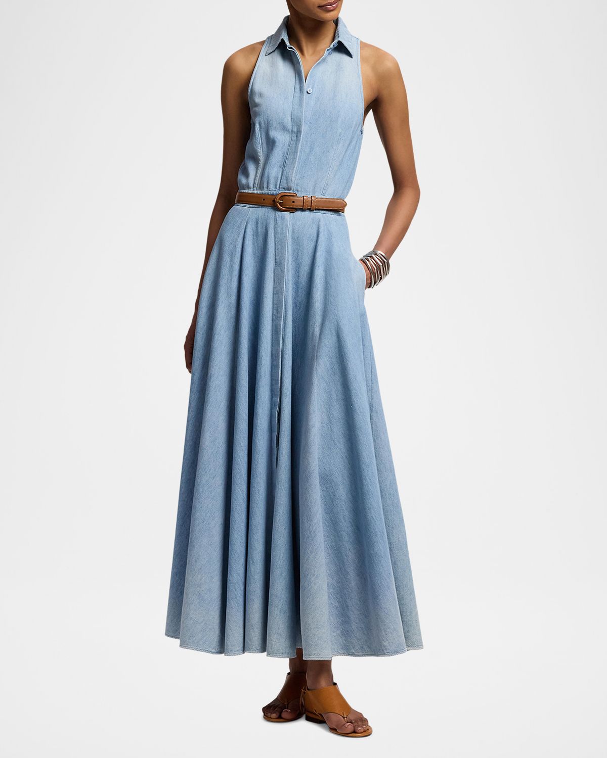 Ralph Lauren Collection Peyten Cotton Denim Day Dress | Thumbnail 4