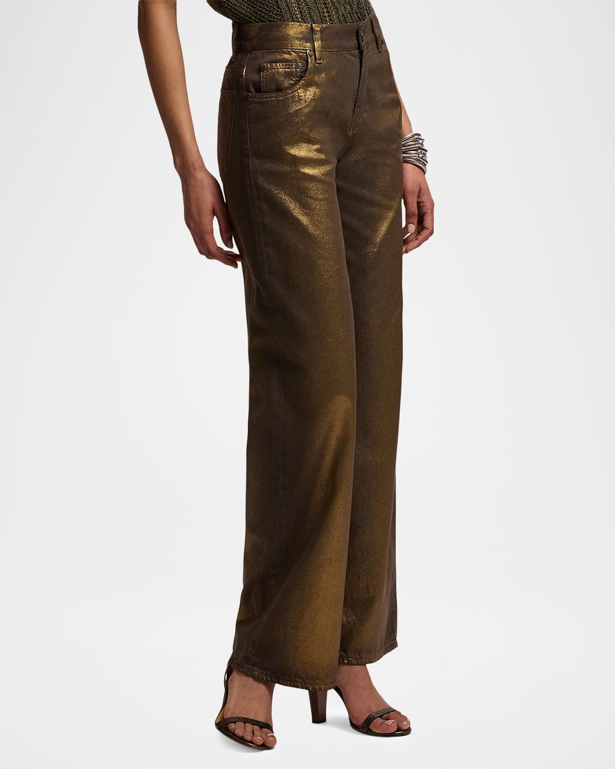 Ralph Lauren Collection Metallic Wide-Leg Jeans | Thumbnail 6