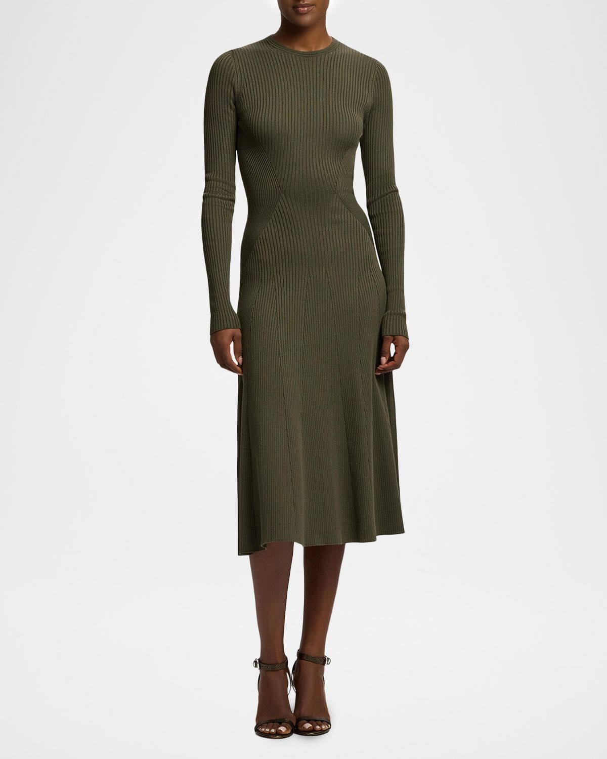 Ralph Lauren Collection Ribbed Silk-Cotton Midi Dress | Thumbnail 2 Ralph Lauren Collection Ribbed Silk-Cotton Midi Dress | Thumbnail 2