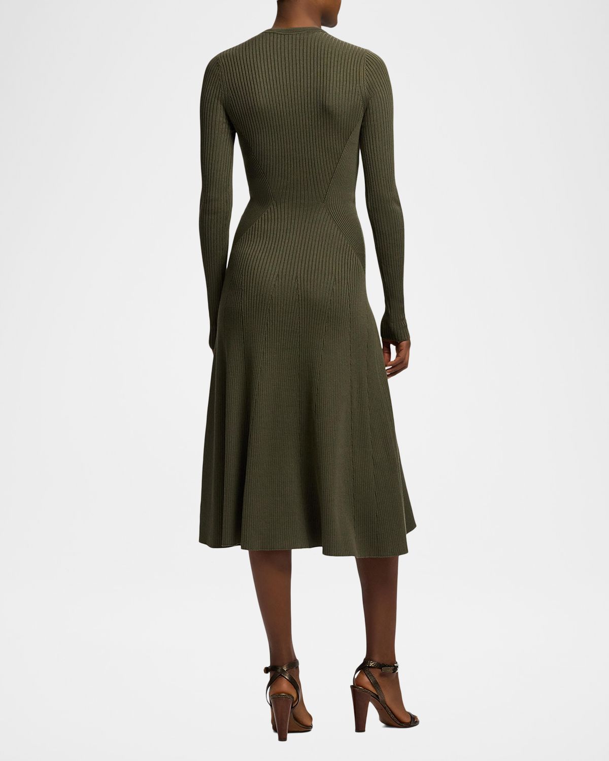Ralph Lauren Collection Ribbed Silk-Cotton Midi Dress | Thumbnail 3 Ralph Lauren Collection Ribbed Silk-Cotton Midi Dress | Thumbnail 3