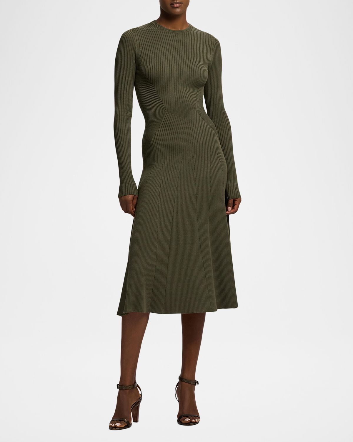 Ralph Lauren Collection Ribbed Silk-Cotton Midi Dress | Thumbnail 4 Ralph Lauren Collection Ribbed Silk-Cotton Midi Dress | Thumbnail 4