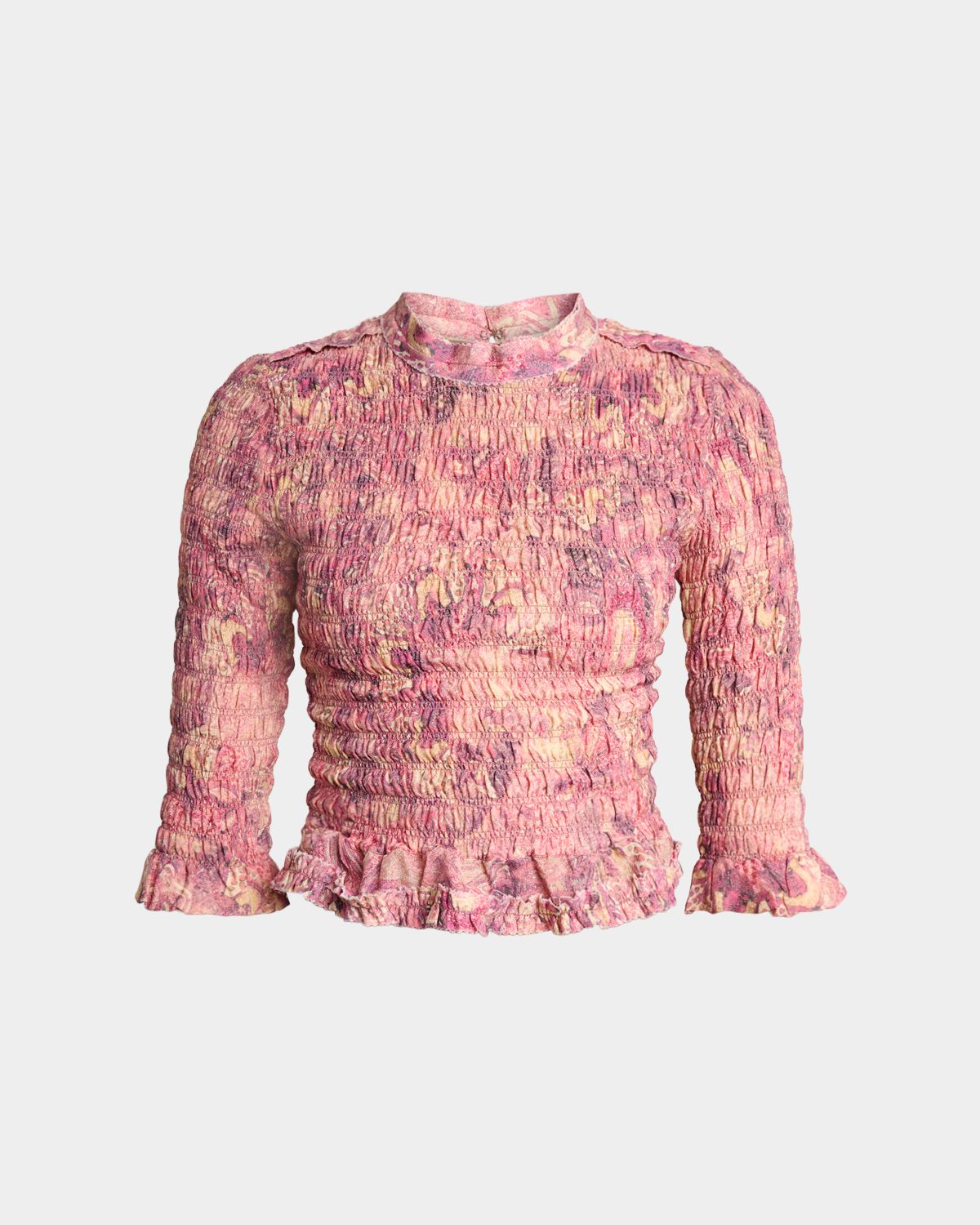 Isabel Marant Carola Smocked Silk Charmeuse Crop Top | Thumbnail 6