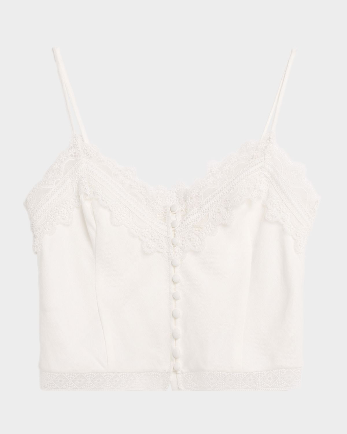 Ramy Brook Ayda Lace-Trim Linen Tank Top