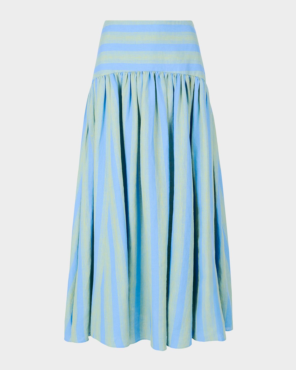 STAUD Procida Striped Linen Maxi Skirt