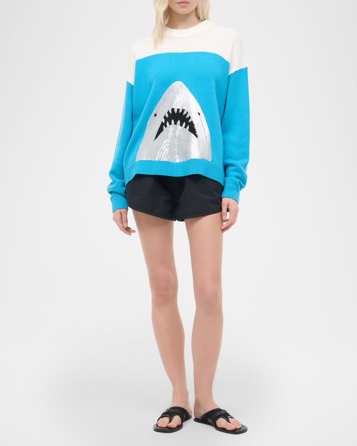 STAUD Reya Sequined Shark Sweater