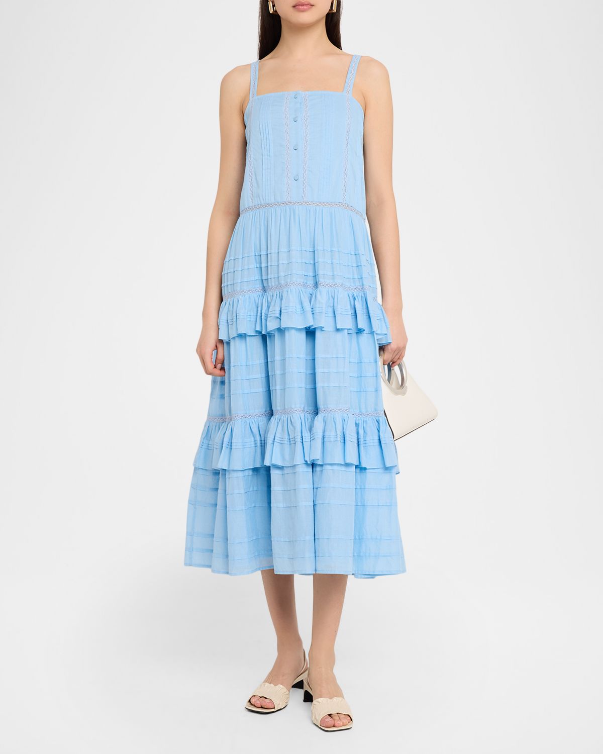 Ramy Brook Daria Embroidered Voile Midi Dress