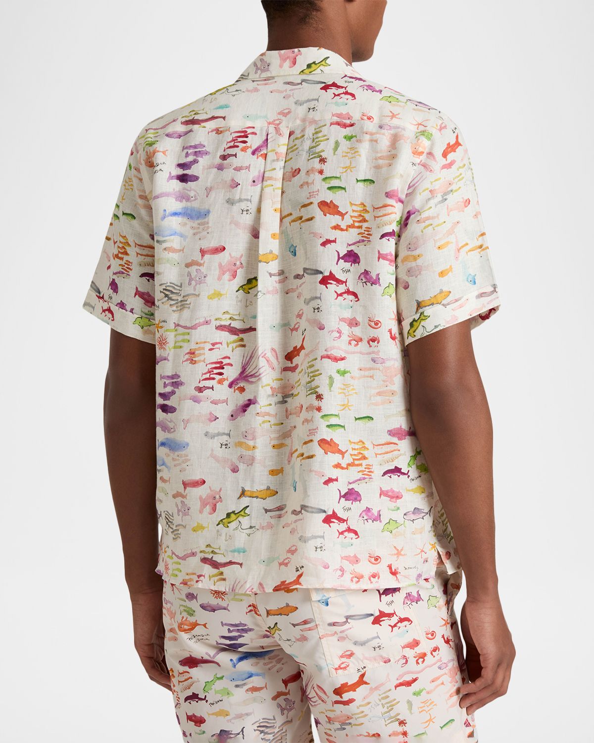 Vilebrequin x Fabrice Hyber Men 's Pescador Linen Camp Shirt