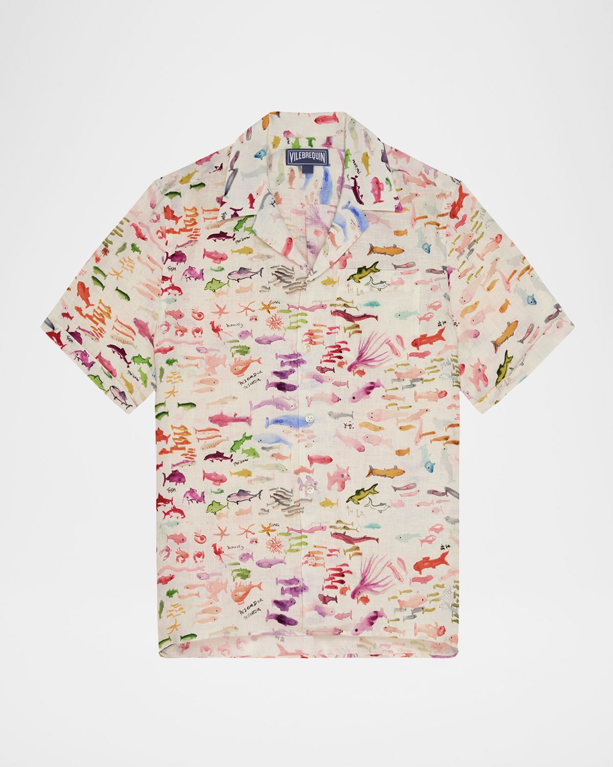 Vilebrequin x Fabrice Hyber Men 's Pescador Linen Camp Shirt