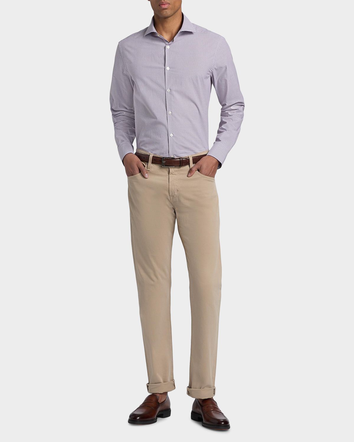 Canali Men 's Cotton Mini-Check Classic Fit Sport Shirt | Thumbnail 7 Canali Men 's Cotton Mini-Check Classic Fit Sport Shirt | Thumbnail 7