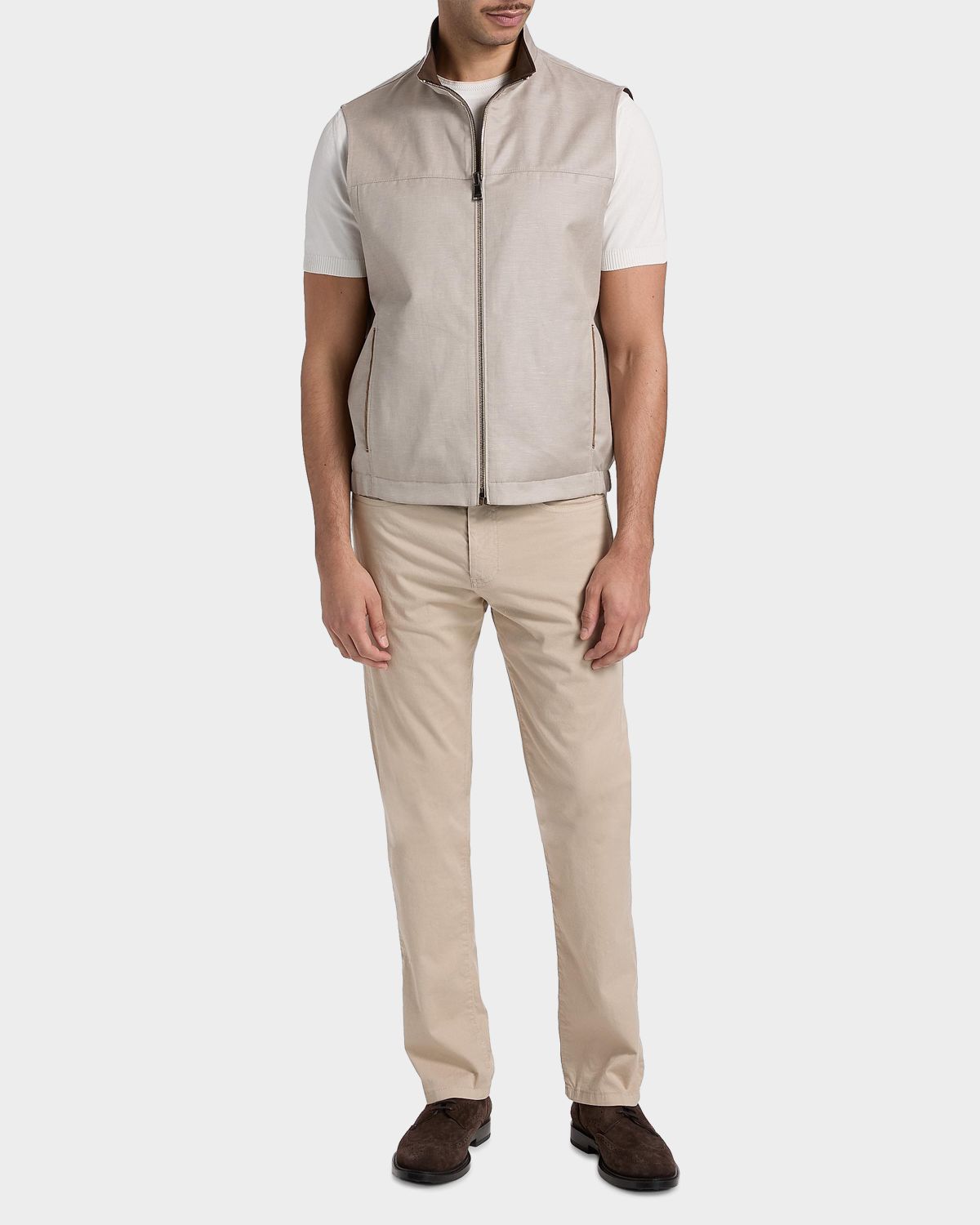 Canali Men 's Wool and Linen Jersey Full-Zip Vest | Thumbnail 8 Canali Men 's Wool and Linen Jersey Full-Zip Vest | Thumbnail 8