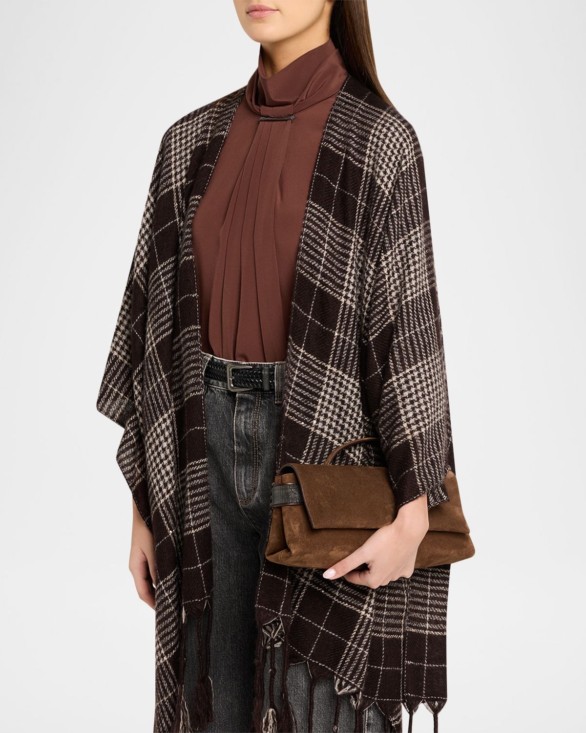 Brunello Cucinelli Essence Monili-Trim Suede Top-Handle Bag | Thumbnail 2 Brunello Cucinelli Essence Monili-Trim Suede Top-Handle Bag | Thumbnail 2