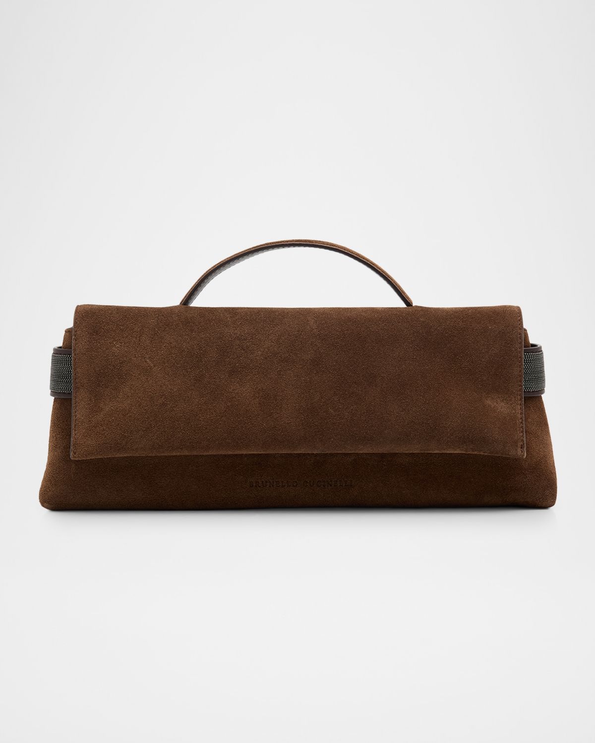 Brunello Cucinelli Essence Monili-Trim Suede Top-Handle Bag