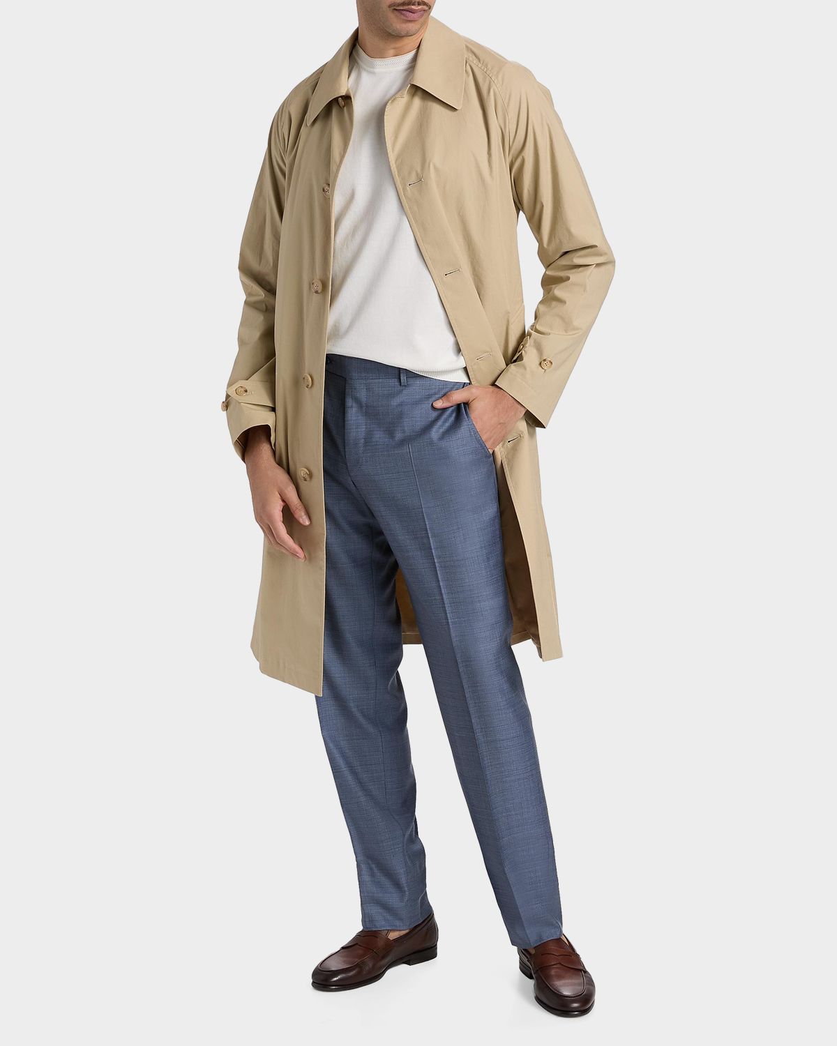 Canali Men 's Wool Denim-Effect Flat Front Trousers | Thumbnail 7 Canali Men 's Wool Denim-Effect Flat Front Trousers | Thumbnail 7