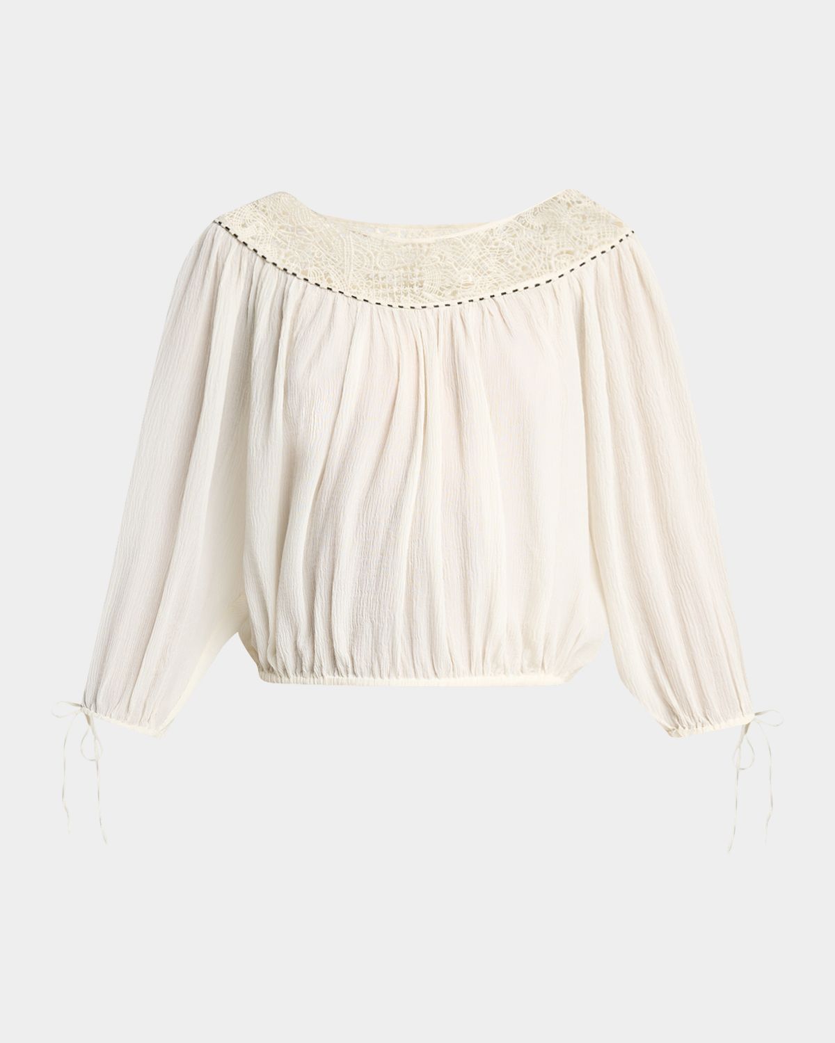 Isabel Marant Nelida Guipure Lace-Trim Silk Gauze Drawstring Blouse | Thumbnail 6 Isabel Marant Nelida Guipure Lace-Trim Silk Gauze Drawstring Blouse | Thumbnail 6